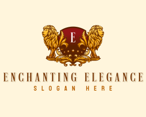 Elegant Lion Shield logo design