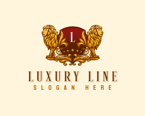 Elegant Lion Shield logo design