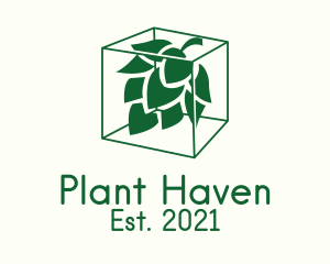 Green Cube Hop Plant  logo design