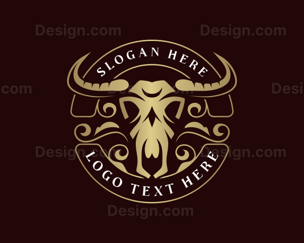 Bison Bull Skull Logo