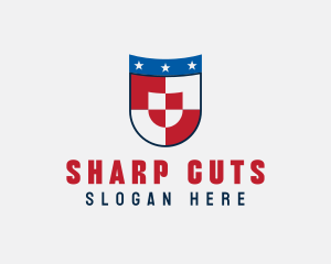 Checkered Star Shield logo design