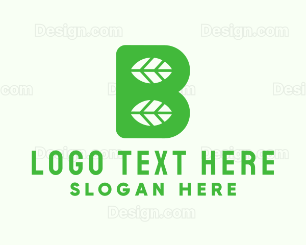 Green Leaf Letter B Logo