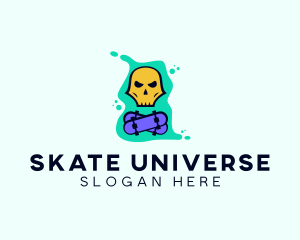 Skate Graffiti Skull logo design