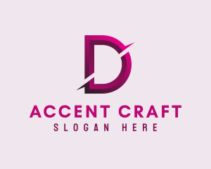 Gradient Slash Letter D logo design