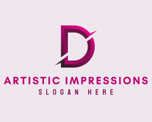 Gradient Slash Letter D logo design