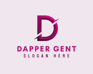 Gradient Slash Letter D logo design