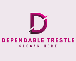 Gradient Slash Letter D logo design