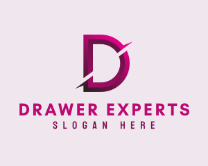 Gradient Slash Letter D logo design