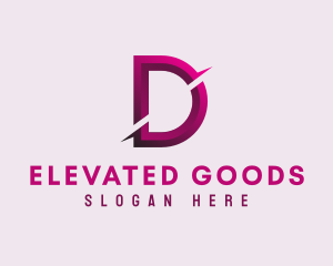 Gradient Slash Letter D logo design