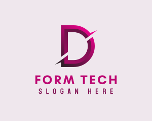 Gradient Slash Letter D logo design