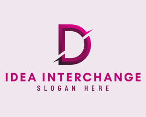 Gradient Slash Letter D logo design