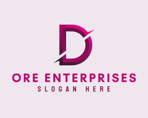 Gradient Slash Letter D logo design