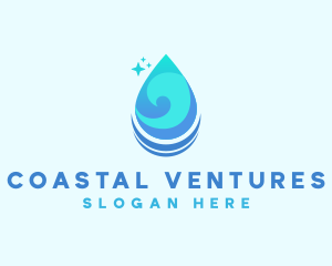 Water Droplet Wave logo design