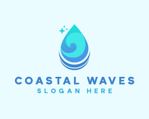 Water Droplet Wave logo design