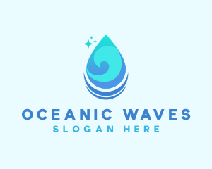 Water Droplet Wave logo design