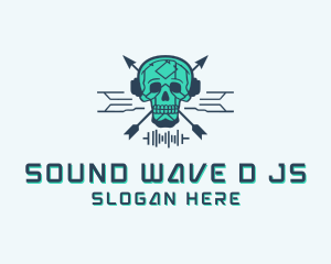 Skull Tech Circuit logo design