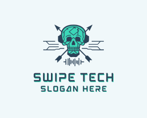 Skull Tech Circuit logo design