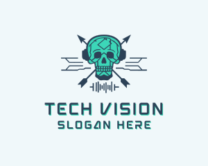 Skull Tech Circuit logo design