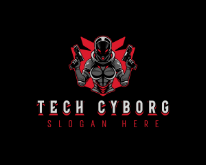 Female Cyborg Soldier logo design