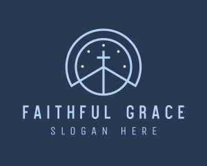 Blue Religious Crucifix logo design