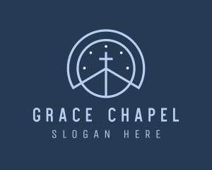 Blue Religious Crucifix logo design