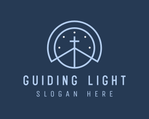 Blue Religious Crucifix logo design