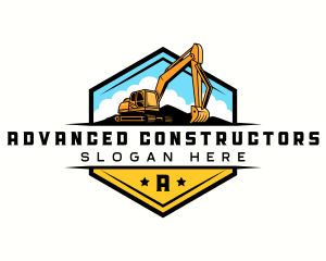 Excavator Backhoe Digging logo design