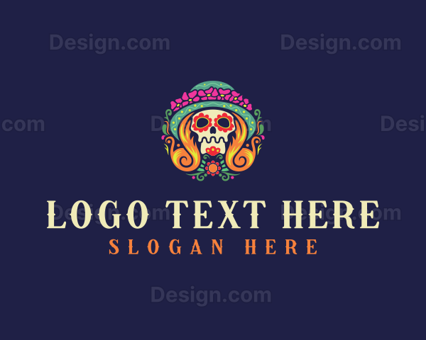 Mexican Calavera Festive Skull Logo