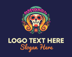 National - Mexican Calavera Festive Skull logo design