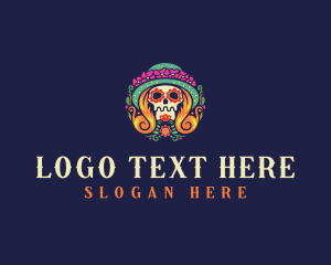 Mexican Calavera Festive Skull logo