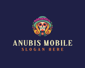 Mexican Calavera Festive Skull logo design