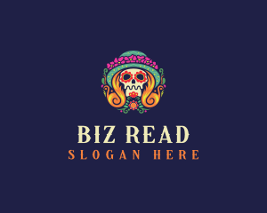 Mexican Calavera Festive Skull logo design