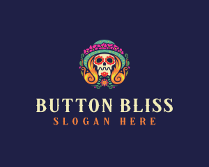 Mexican Calavera Festive Skull logo design