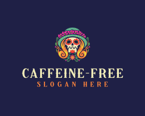 Mexican Calavera Festive Skull logo design