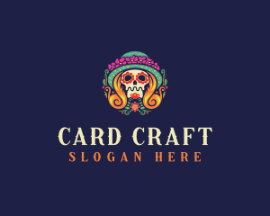 Mexican Calavera Festive Skull logo design