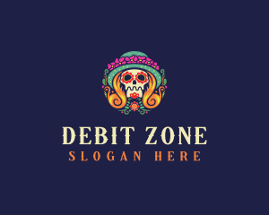 Mexican Calavera Festive Skull logo design