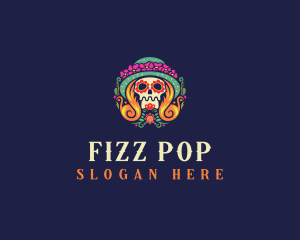 Mexican Calavera Festive Skull logo design