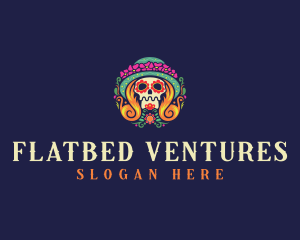 Mexican Calavera Festive Skull logo design