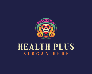 Mexican Calavera Festive Skull logo design