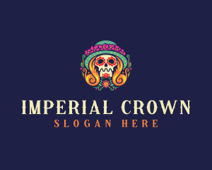 Mexican Calavera Festive Skull logo design