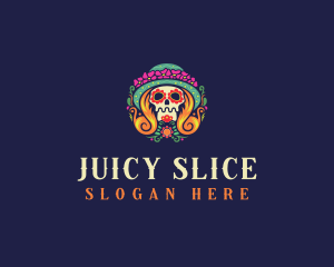 Mexican Calavera Festive Skull logo design