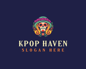 Mexican Calavera Festive Skull logo design