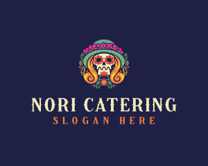 Mexican Calavera Festive Skull logo design