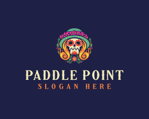 Mexican Calavera Festive Skull logo design