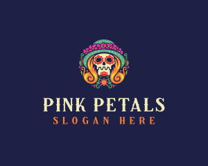 Mexican Calavera Festive Skull logo design