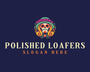 Mexican Calavera Festive Skull logo design