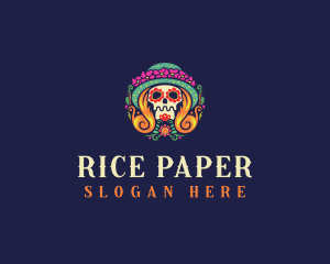 Mexican Calavera Festive Skull logo design