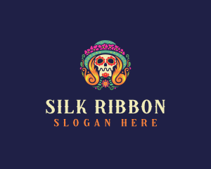 Mexican Calavera Festive Skull logo design