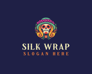 Mexican Calavera Festive Skull logo design