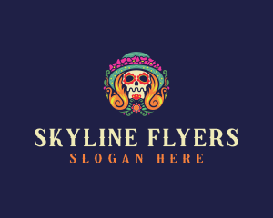 Mexican Calavera Festive Skull logo design